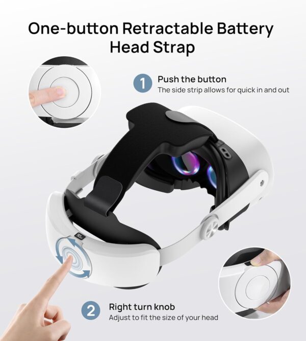 TRANSNOVO 10000mAh Battery Head Strap for Meta Quest 3S/Quest 3 Accessories, Elite Strap with One-Button Retractable Adjustment and Digital Display, Enhanced Comfort & Extends Playtime by 2-3.5 Hours - Image 3