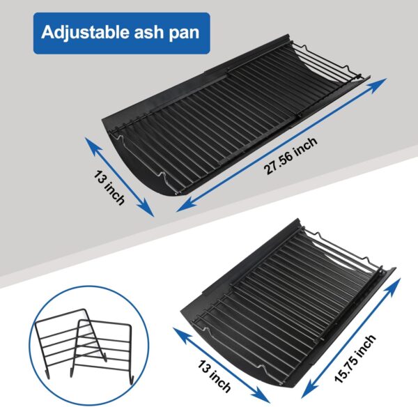 Uniflasy 15.75" to 27.56" Adjustable Ash Pan/Drip Pan for Chargriller 5050 2121 3001 5252 5650 2123 E1224 1224 1324 Charcoal Grills,Fit for Oklahoma Joe's Charcoal Grills,Royal Gourmet Charcoal Grills - Image 3