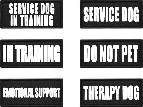 Tabanzhe Service Dog Vest Patches-6PCS Luminous Removable Dog Harness Patches with Hook Tactical Training Dog Reflective Tags Assistance Dog Vest Patches - Image 2