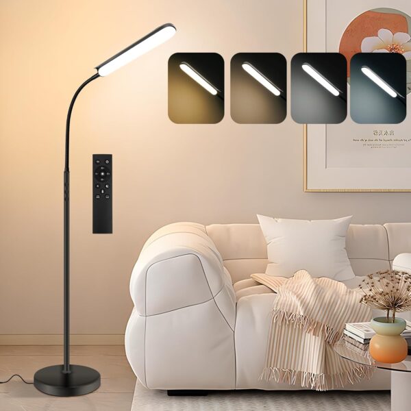 LED Floor Lamp 18W 1800LM, Dimmable Adjustable Standard Lights for Living Room, Remote Control Portable Standing Modern Lamp with 4 Color Temperature, 1 Hour Timer for Reading Bedroom Office - Image 2