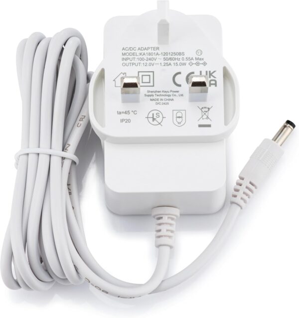 Digital Tec 12v 15W Power Supply Adapter for Alexa Echo Devices, 1.25A, with 1.8m Cable, Echo dot (3rd,4th,5th), Echo show 5 (1st & 2nd), Amazon echo, Echo dot charger (5th gen), Alexa echo pop (2023) - Image 2