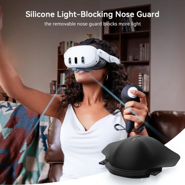 AMVR Face Cover Pad Facial Interface Compatible with Meta/Oculus Quest 3 Accessories, with Soft PU Face Cushion Pad Replacement for Quest 3 and Breathable Ice Silk Cotton - Image 8