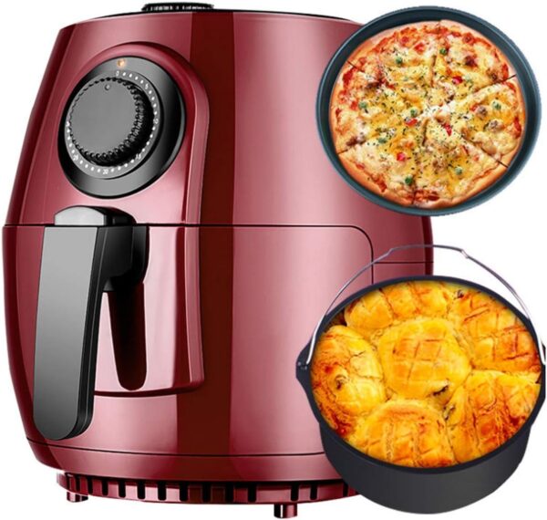 RANRANJJ Air Fryers Digital Air Fryer Oven,Oil-less Air Fryer Large-capacity,Multi-function Electric Fryer Household Fries Machine Hot Air Fryers Red(with Pizza Plate Cake Basket) - Image 2