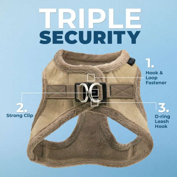 Voyager Step-In Plush Dog Harness by Best Pet Supplies - Step In Vest Harness for Small and Medium Dogs, Soft Plush, Latte, size S - Chest: 14.5 - 16" - Image 3