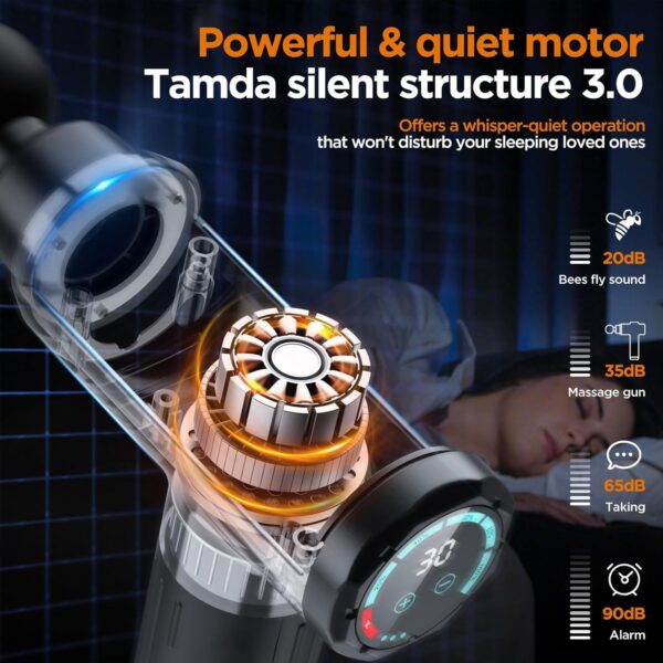 Massage Gun Deep Tissue, Portable Muscle Massage Device with 10 Massage Heads, 2025 Upgraded 30 Speeds Massager with LCD Touch Screen for Body Back Shoulder Muscle Relaxation - Image 4