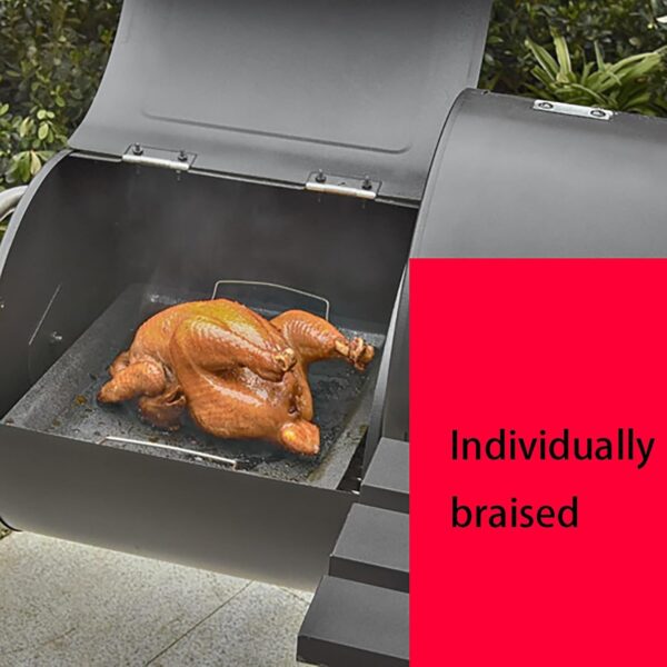 BWCKMTSC Charcoal Grill and Offset Smoker, Premium Outdoor Cooking Grill, BBQ Grill With Lid Cover, Lid Thermometer, Stand & Wheels, for Barbecue Outdoor Cooking Camping Hiking Picnic - Image 6