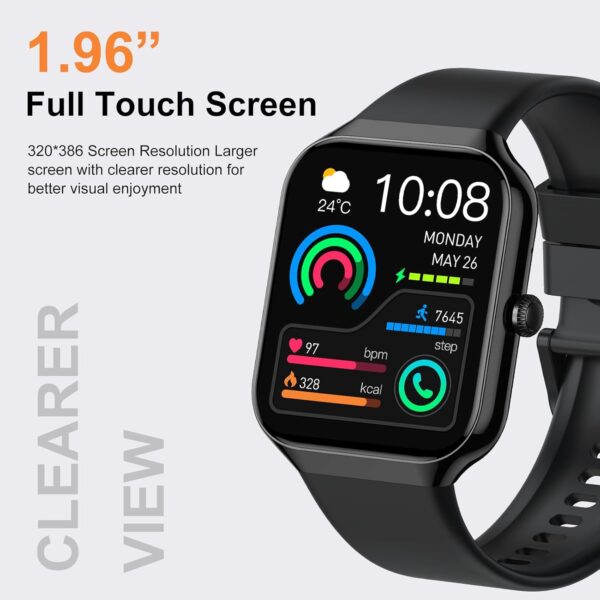 Smart Watch for Men Women Answer/Make Calls, 1.96" HD Touch Screen Fitness Watch with Heart Rate/Sleep Monitor/Step Counter, 113+ Sports Activity Trackers, IP68 Waterproof Smartwatch for Android/iOS - Image 4
