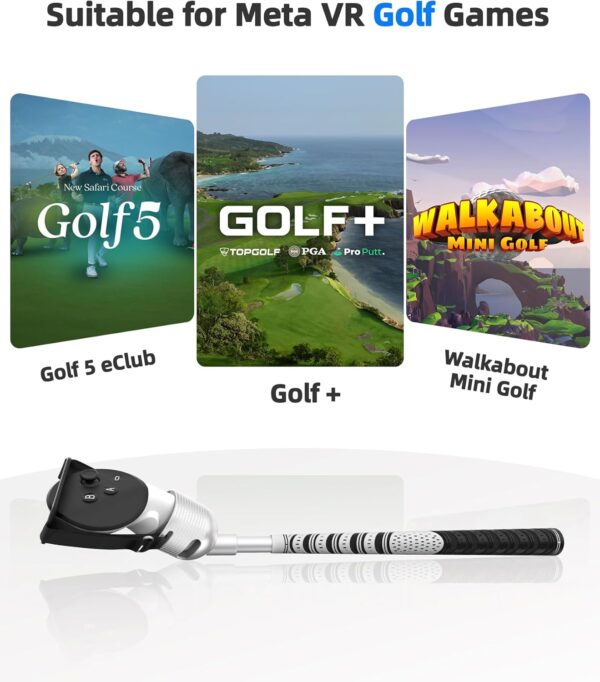 BRICOK Aluminium Alloy VR Golf Club Attachment for Meta Oculus Quest 3/Quest 2/Meta Quest 3S Unblock Signal Aluminum VR Golf Club Attachment 1:1 Molded Controller Adapter & Fixed Plate (Black) - Image 4