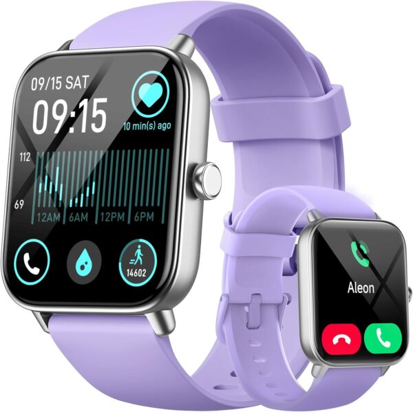 Smart Watches for Women(Answer/Make Call), Alexa Built-in 1.8" HD Ladies Smartwatch with Heart Rate/SpO2/Sleep Monitor, 110+Sports, IP68 Step Counter Fitness Tracker (Purple, S/M/L) - Image 2