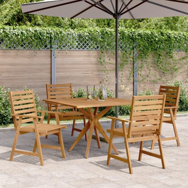 GCHDHAPB Home-Outdoor Home-Outdoor Furniture Sets,5 Piece Garden Dining Set Solid Wood Acacia - Image 2