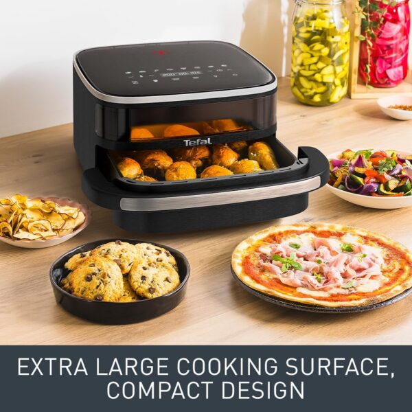 Tefal Easy Fry Pizza, XL Surface, Large Air Fryer, Spacious Basket, Up To 1 Kg of Fries, Compact Design, Extra-Crisp Technology, Viewing Window, Black, FW4018G0 - Image 4