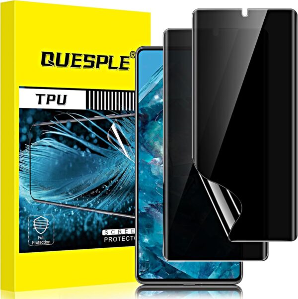 QUESPLE for Google Pixel 8 Pro Privacy Screen Protector [2 Pack], Anti-Spy Support Fingerprint Unlock Google 8 Pro Screen Protector Film, Full Coverage Flexible TPU Protector - Image 2