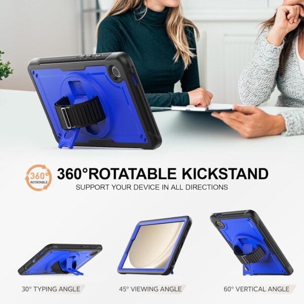 Timecity for Samsung Galaxy Tab A9 Case 8.7" 2023, Heavy Duty Shockproof Case with Screen Protector, Kickstand/360 Rotating Hand Strap, Pencil Holder, Dark Blue - Image 5