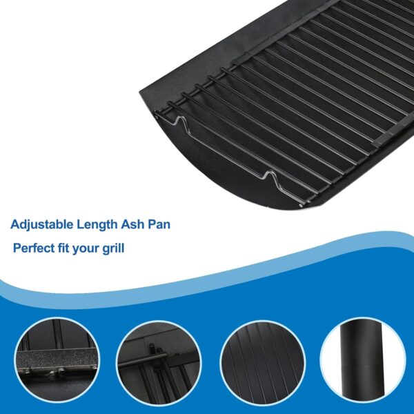 Uniflasy 15.75" to 27.56" Adjustable Ash Pan/Drip Pan for Chargriller 5050 2121 3001 5252 5650 2123 E1224 1224 1324 Charcoal Grills,Fit for Oklahoma Joe's Charcoal Grills,Royal Gourmet Charcoal Grills - Image 6