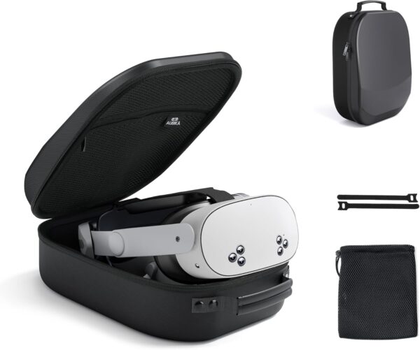 Aubika Hard Carrying Case for Meta Quest 3S/Oculus Quest 3&2&Pro/Pico 4/Vision Pro, Compatible with Elite/Battery Headset Strap Accessories, Suitable for Travel and Home Storage (Black) - Image 2