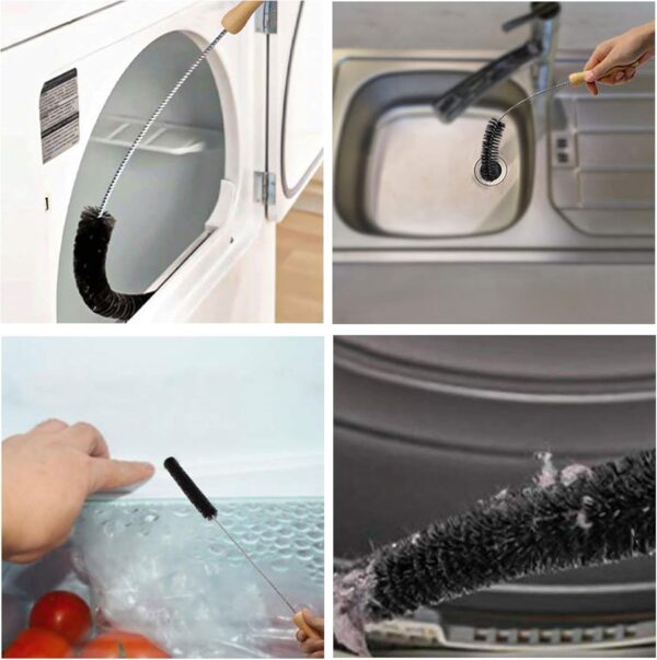 GOTH Perhk Clothes Dryer Vent Trap Cleaner Brush, Stainless Steel Flexible Pipe Refrigerator Coil Brush, Long Flexible Rod Cleaning Tool - Image 8