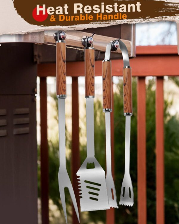 BBQ Tools Set, Heavy Duty 4-in-1 BBQ Utensil Set, Professional Stainless Steel Grill Accessories Barbecue Tool Set, Portable BBQ Kit with Storage Bag, Barbecue Utensils Gifts for Men Women Camping - Image 5