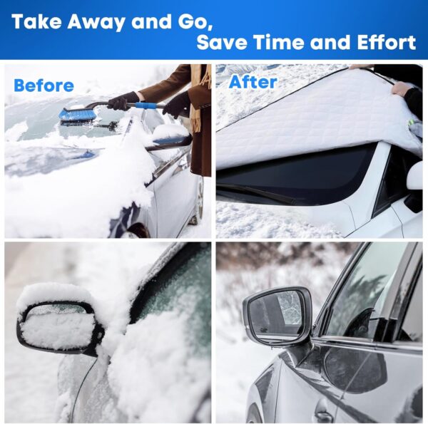 SelfTek Car Windscreen Cover for Winter, Large Car Frost Windscreen Cover with Rearview Mirror and Side Windows Cover Waterproof Windshield Cover for Ice and Snow Fits Most Cars, SUVs - Image 6