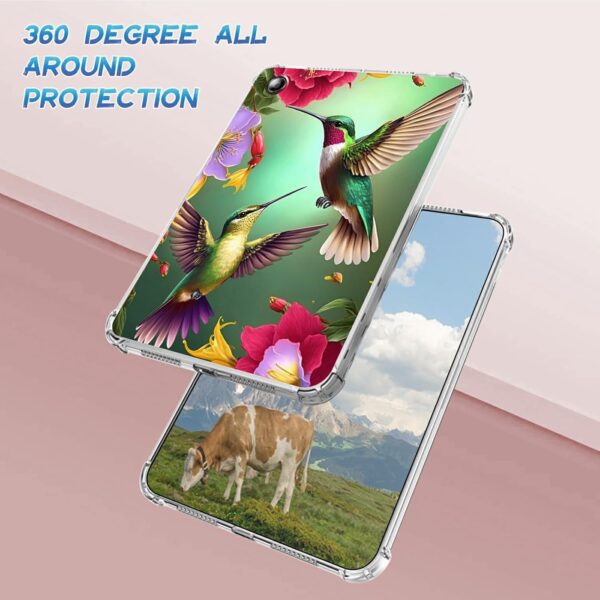 Dikoer for Samsung Galaxy Tab A9 8.7" 2023 SM-X110/X115/X117 Clear Tablet Case, Slim Back Shell Anti-Slip Soft TPU Protection Transparent Shockproof Cover for Galaxy Tab A9 2023, Hummingbird Flower - Image 5