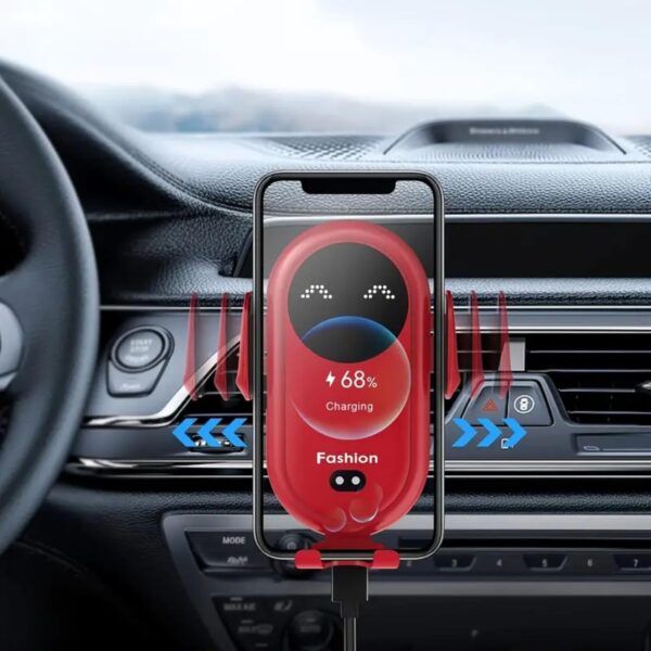 15W Car Phone Holder Wireless Charger, Smart Induction Automatic Clamping, Wireless Car Charger Mount, Air Vent, for iPhone 15 14 13 12 Series & Samsung S24 S23 Series (Black) - Image 7