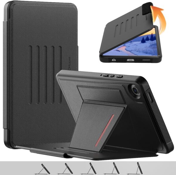 TECHGEAR Enduro Case For Samsung Galaxy Tab A9 8.7" (SM-X110 / SM-X115) Tough & Rugged Strong Magnetic & Flip Case [Auto Sleep/Wake] Drop Proof Cover with [Multi-Angle Stand] & Card Slot, Black - Image 2