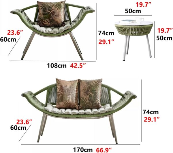 MOLVUS 5 Pieces Outdoor Patio Furniture Set With Weather-Resistant Cushions, Patio Conversation Table And Chair Furniture - Image 3