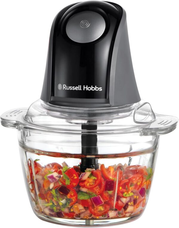Russell Hobbs Food Processor [Mini Chopper] Electric Dicer (For Vegetables, Fruit, Meat, Garlic, Onion, 1L Bowl, Dishwasher Safe, 2 Speeds,Stainless Steel Blades, 350 peak power) Matte Charcoal 27131 - Image 2