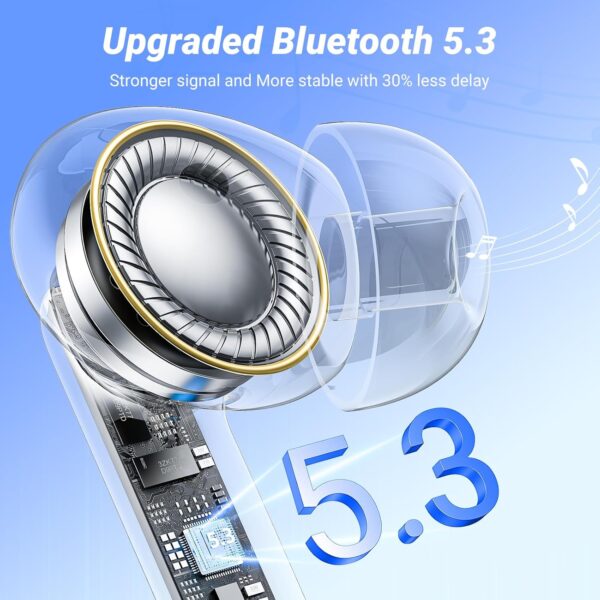 Wireless Earbuds Bluetooth 5.3 Headphones in Ear with 4 ENC Noise Cancelling Mic 2025 New Ear buds 42h Playtime HiFi Stereo Deep Bass Earphones LED Display Bluetooth Earbuds IP6 Waterproof USB-C Black - Image 10