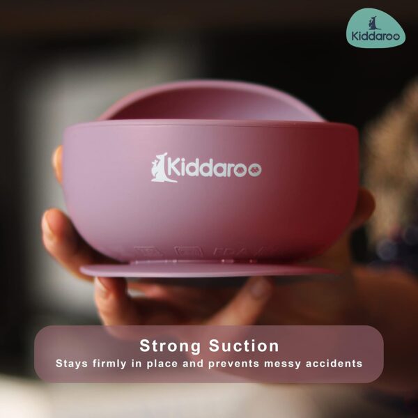 Kiddaroo Baby Weaning Set - Suction Bowl & Plate, Sippy Cup with Straw Lid, Spoon & Fork, Adjustable Bib - Food-Grade Silicone, Safe for Microwave, Oven, Freezer, Dishwasher - with BLW eBook - Pink - Image 9