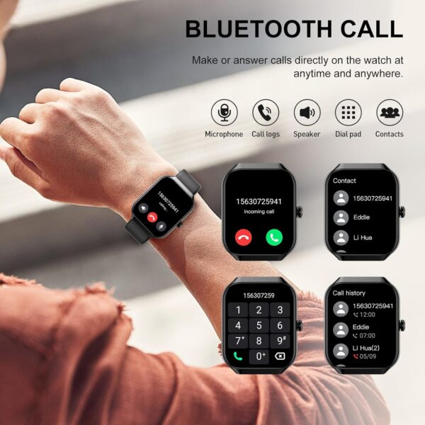 Smart Watch for Men Women Answer/Make Calls, 1.96" HD Touch Screen Fitness Watch with Heart Rate/Sleep Monitor/Step Counter, 113+ Sports Activity Trackers, IP68 Waterproof Smartwatch for Android/iOS - Image 3