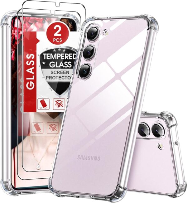 PIXFAB for Samsung Galaxy A25 Clear Case, Shockproof [Ultra Slim] Gel Rubber Silicone [Protective Case] Phone Cover And [2 Pack] Tempered Glass Screen Protector for Samsung Galaxy A25 (5G) - Image 2
