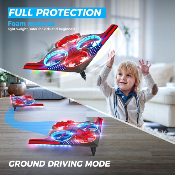 B2 Form Drone for Kids, RC Airplane with Red & Blue Lights, Altitude Hold, 3D Flip, Headless Mode, Propellers Full Protect and 2 Modular Batteries, Indoor RC Plane Toys Gifts for Boys and Girls - Image 6