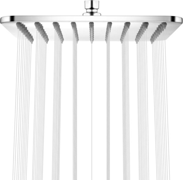 Square Rainfall Shower Head 7.7-Inch Overhead Fixed Rain Showerhead Full Body Coverage Stainless Steel Shower Head with Adjustable Swivel Ball Joint | G1/2" Universal Fitting | Polished Chrome - Image 2