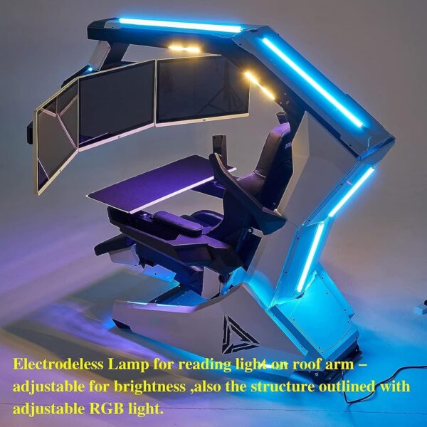 CSTAL Luxury Video Gaming Chair, High-Back Swivel Chair, Computer Table And Chair, Tilt Lock + Lumbar Support + Adjustable Backrest, for 3 Screens Ceiling RGB - Image 5
