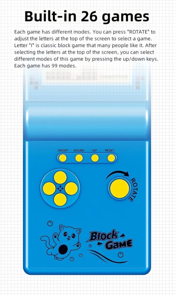 CZT Nostalgic Cube Game Console, Big Screen, Built-in 999 Games, Indoor/Outdoor, Handheld, Black - Image 5