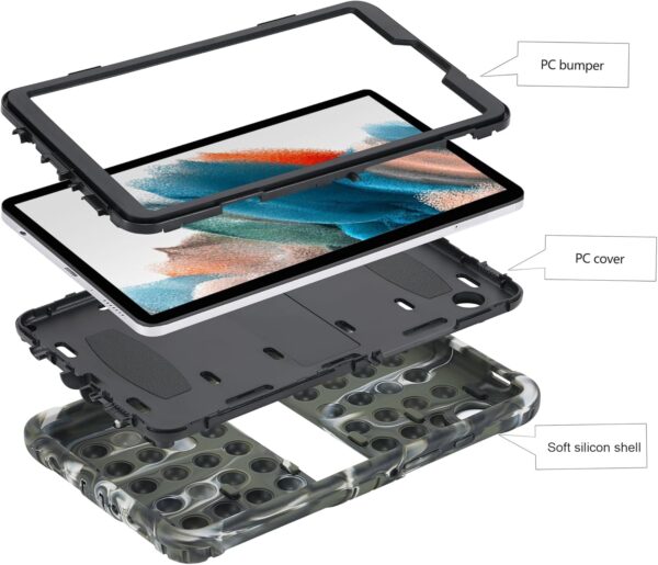 XZC Samsung Galaxy Tab A9 Case 8.7inch 20023 (SM-X110/ SM-X115/ SM-X117) Heavy Duty Shockproof Push Pop Cover with Pencil Holder/Carrying Shoulder Strap (Camouflage, A9 8.7 Inch) - Image 4