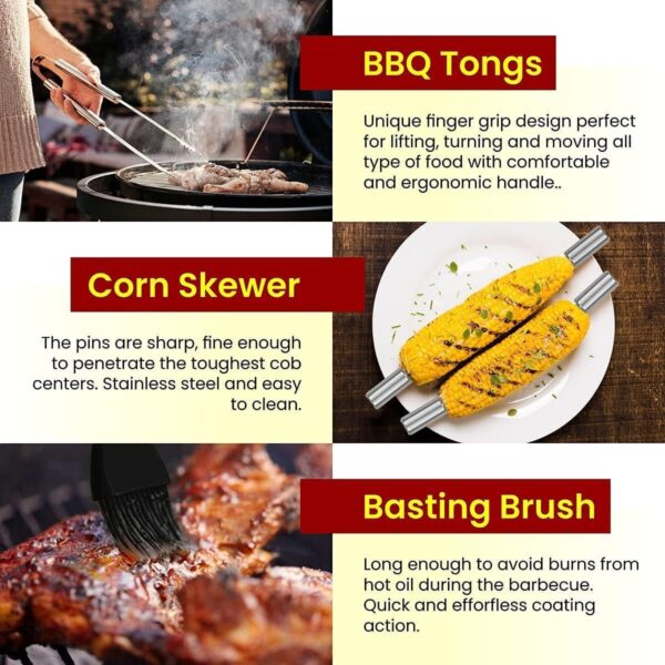 BBQ Tools Set - 18pcs Heavy Duty Stainless Steel BBQ Accessories - Outdoor Camping Accessories BBQ Tool Set with Storage Case - Complete BBQ Grill Utensil Set - Image 5