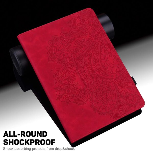 GLANDOTU for Samsung Galaxy Tab A9 8.7 inch Case 2023 (SM-X110/X115/X117), PU Leather Embossed lightweight Folio Flip Tablet Cover with Dual Standing Positions Case -Red - Image 4