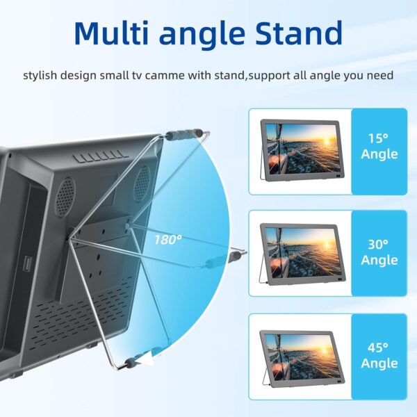 Desobry (2025 upgraded version) 14.2 inch Portable TV with stronger Antenna 1080P freeview outdoor tv with DVB/T2 Tuner Rechargeable Battery Operated Mini TV LCD,Built-in Stand,HDMI Input,USB - Image 9