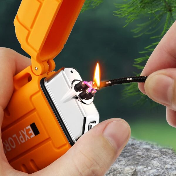 lafagiet USB Rechargeable Lighter, Waterproof Dual Arc Lighters for Camping Hiking Outdoor Survival Kits (Upgrade-Orange) - Image 7