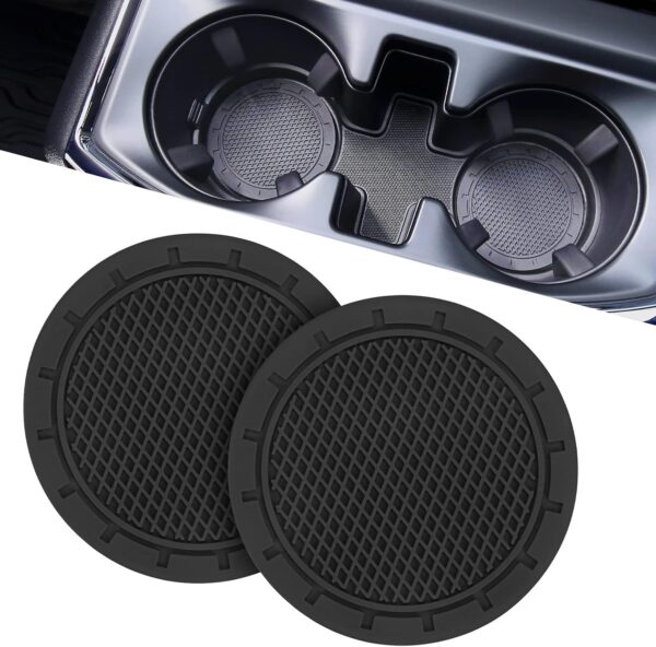 JOYTUTUS Car Cup Holder Coaster, 2.67 inch Universal Car Cup Holder Insert, 2 Pcs Universal Anti-Slip Shockproof Car Coasters for Cup Holders, Car Accessories for Car, SUV, Truck (Black) - Image 2
