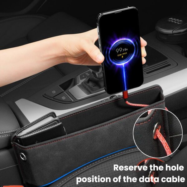 JNNJ Car Seat Gap Filler Organiser, PU Leather Car Organizer for Front Seat Gap Filling, Multi-Function Auto Seat Gap Storage Pocket, Console Side Pocket Storage Box For Cellphones Cards Wallets - Image 5