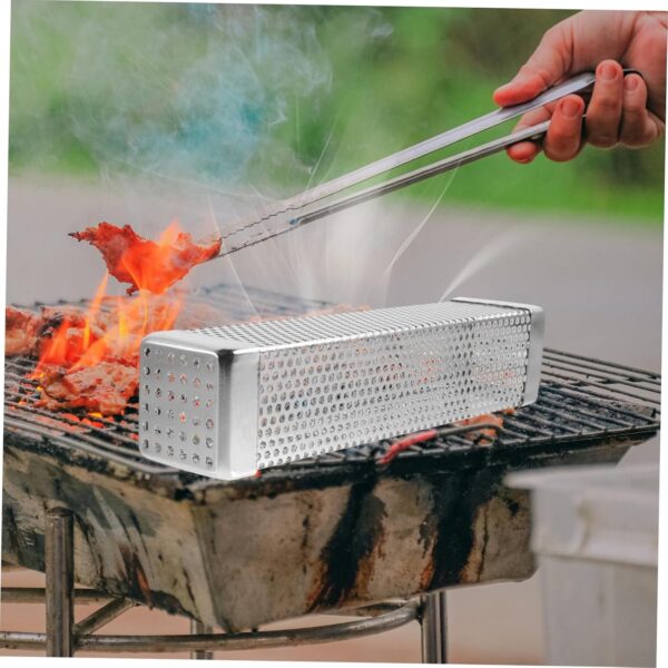 CAXUSD Stainless Steel BBQ Smoker Box 10 Inch Barbecue Grill Box for Gas/Charcoal/Electric Grill Outdoor Smoker Box Holes for Wood Chips - Image 5