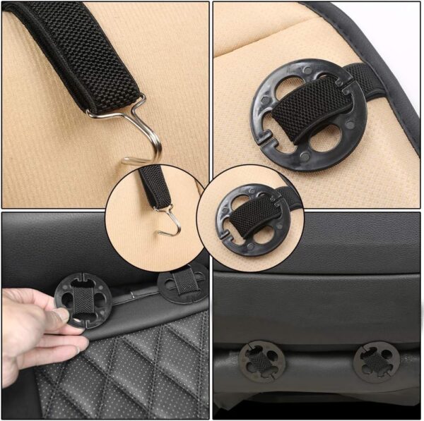 Black Panther Front Car Seat Cover,Four Season Universal Anti-Slip PU Leather Seat Cover with Backrest(1PC-Beige) - Image 6
