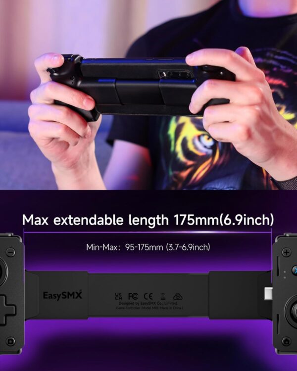 EasySMX M10 Type-C Mobile Gaming Controller for Android & iPhone 15 Series (USB-C), iphone 15 Gaming Controller with Hall Effect Joysticks/Hall Trigger, Passthrough Charging Low Latency,Plug & Play - Image 8