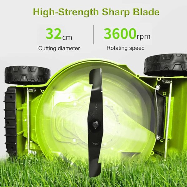 13-Inch Push Lawn Sweeper, Corded Electric Dethatcher, Strong Rubber Wheels & Adjustable Mowing Height, Lightweight Walk-Behind Lawn Mower Clear,forGarden, lawn, football field - Image 3