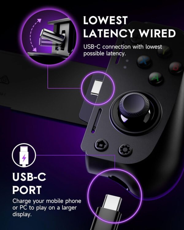 EasySMX M10 Type-C Mobile Gaming Controller for Android & iPhone 15 Series (USB-C), iphone 15 Gaming Controller with Hall Effect Joysticks/Hall Trigger, Passthrough Charging Low Latency,Plug & Play - Image 5