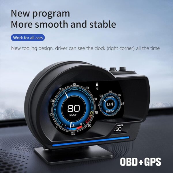 AMROOLOO Head up Display Car, OBD In-car Display, GPS Speedometer, with Multiple Reminder Functions, Suitable for All Cars - Image 8