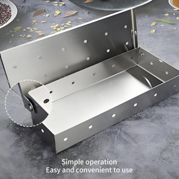 Xiciki BBQ Smoker Box for Wood Chips, Charcoal BBQ Grill Stainless Steel Accessories, Perfect for Camping BBQ, Enhances Flavor for Barbecues, Universal Fit for Gas, Electric and Charcoal Grilling. - Image 5