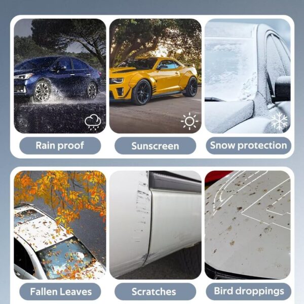 GUNHYI 6 Layers Heavy Duty Suv Car Cover Waterproof 100%, Custom Fit For Audi Q5(2008-2024), All Weather Outdoor Car Cover Sun Rain Dust Protection, With Zip And Cotton Lined, Silver - Image 6